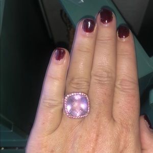 Morganite cushion cut ring. Incredible color.
